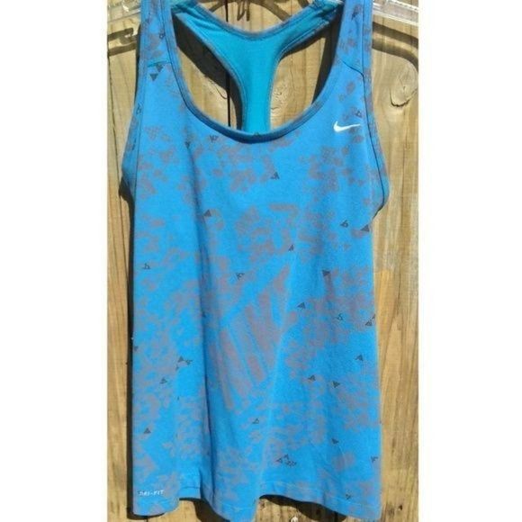 Nike Drifit Blue teal Grey racerback Med Tank top‎ - Picture 2 of 9
